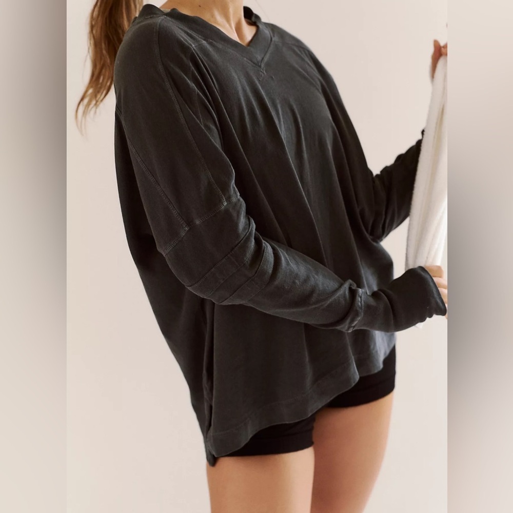 Free People Movement All Star Layer Black Long Sleeve Top-Size Small